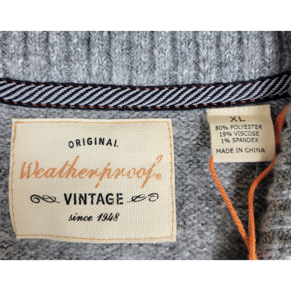 Weatherproof Vintage NWT Mens XL Grey‎ Quarter Zip Pullover Sweater Soft Stretch - Picture 6 of 9